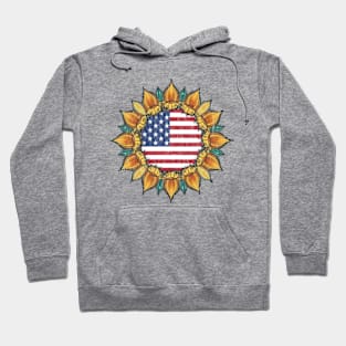 America Flag sunflower Hoodie